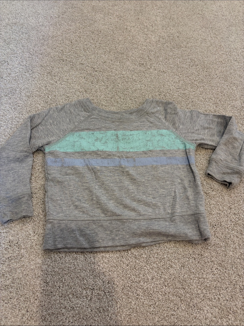 Vineyard Vines Kids Gray Sweatshirt with Mint and Light Blue Stripes